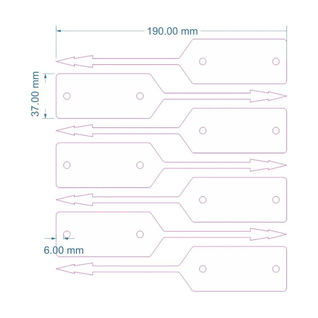 Étiquettes à boucle 190x37mm PES, Blanc