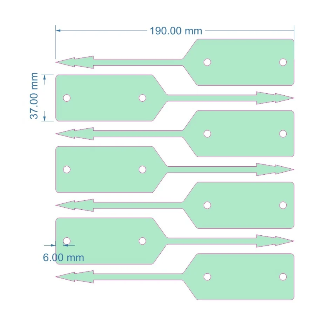 Étiquettes à boucle 190x37mm PES, Vert