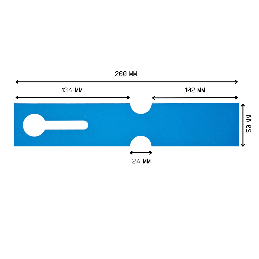 Sleufetiketten 260x50mm HDPE, Blauw