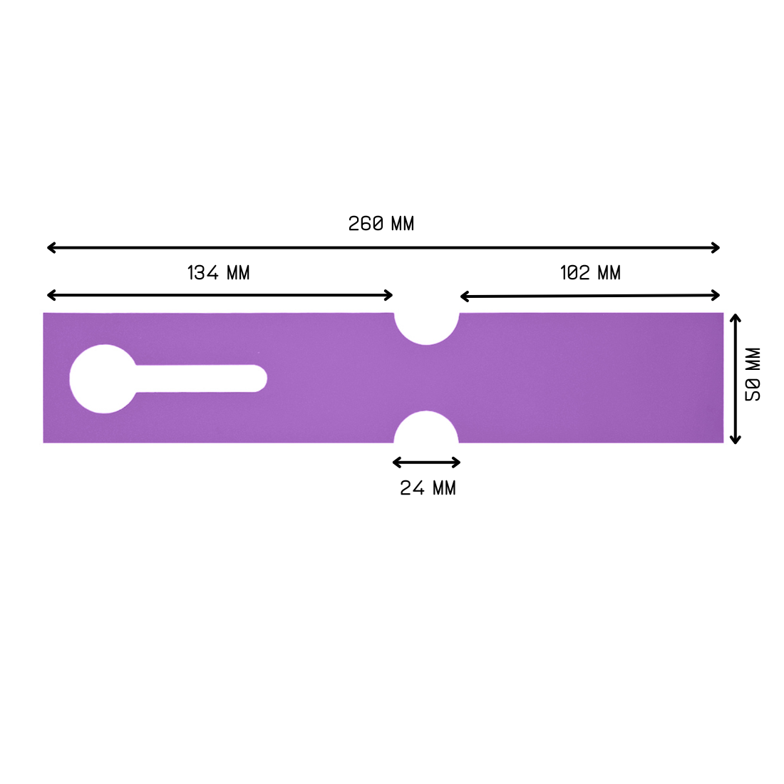 Sleufetiketten 260x50mm HDPE, Paars