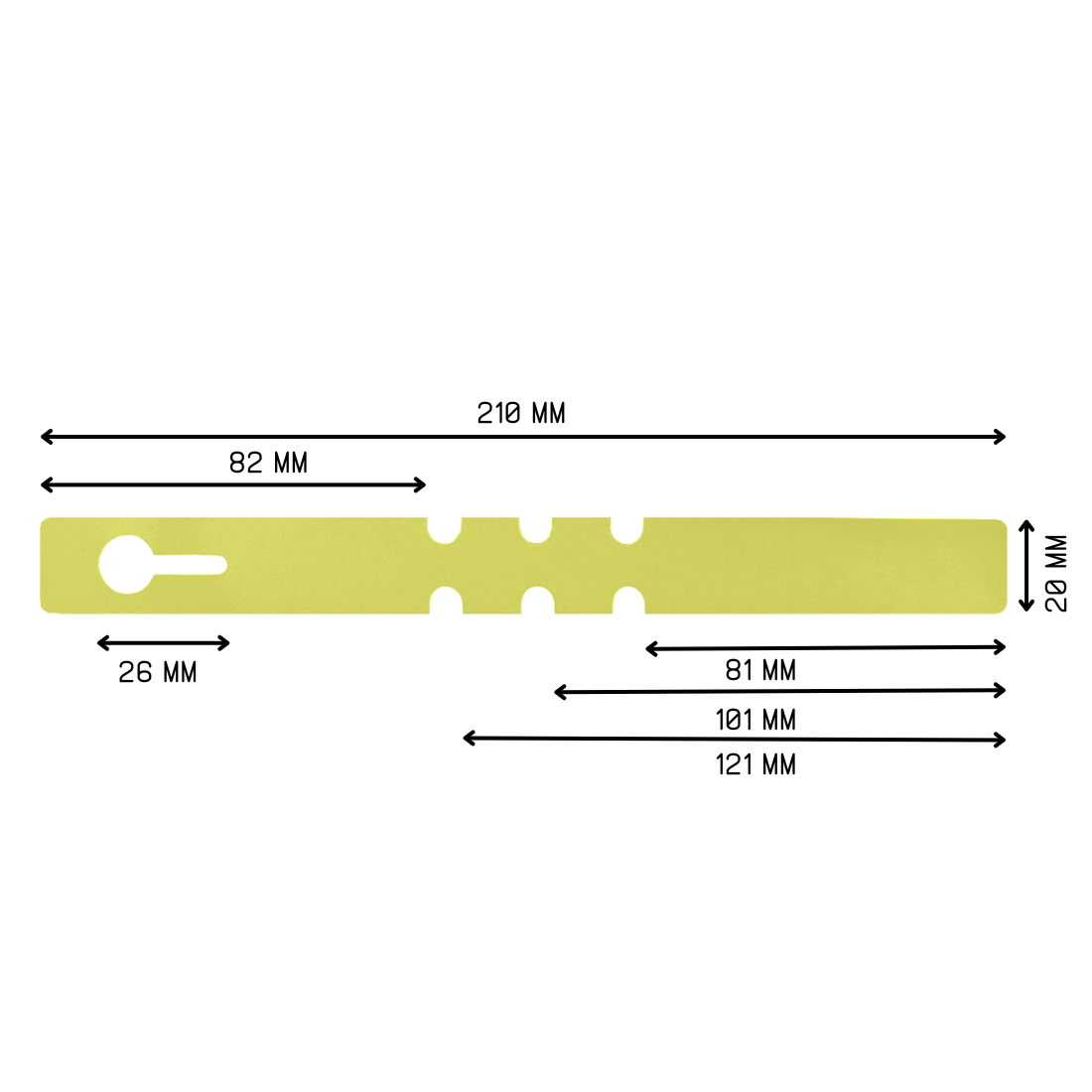 Loop lock labels 210x20mm PVC, Yellow