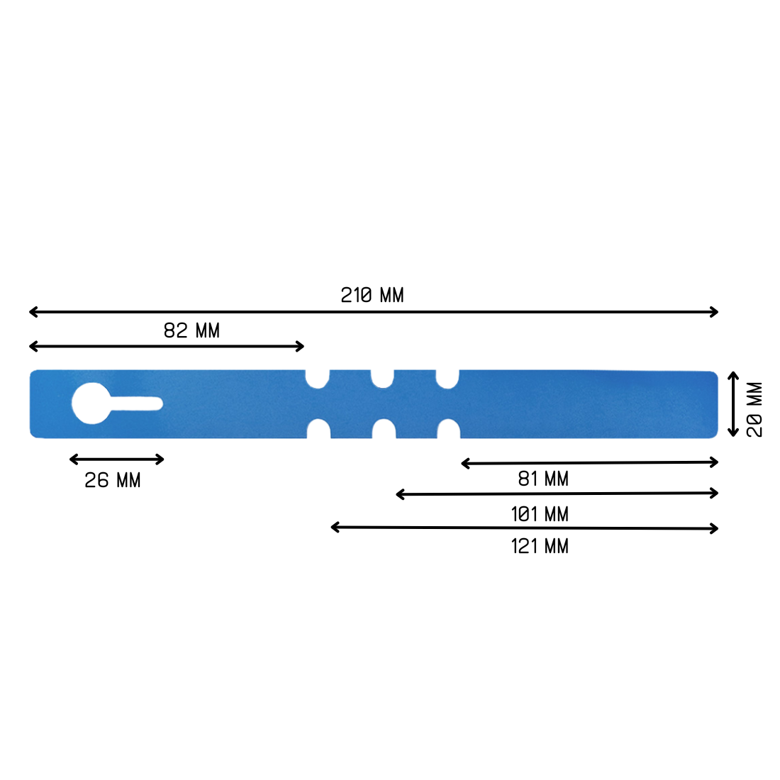 Sleufetiketten 210x20mm PVC, Blauw