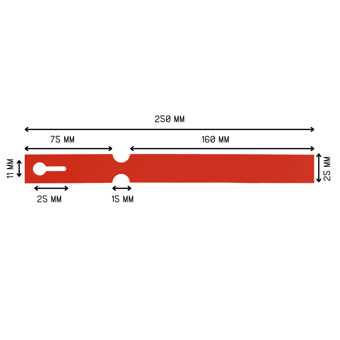 Schlaufenetiketten 250x25mm HDPE, Rot