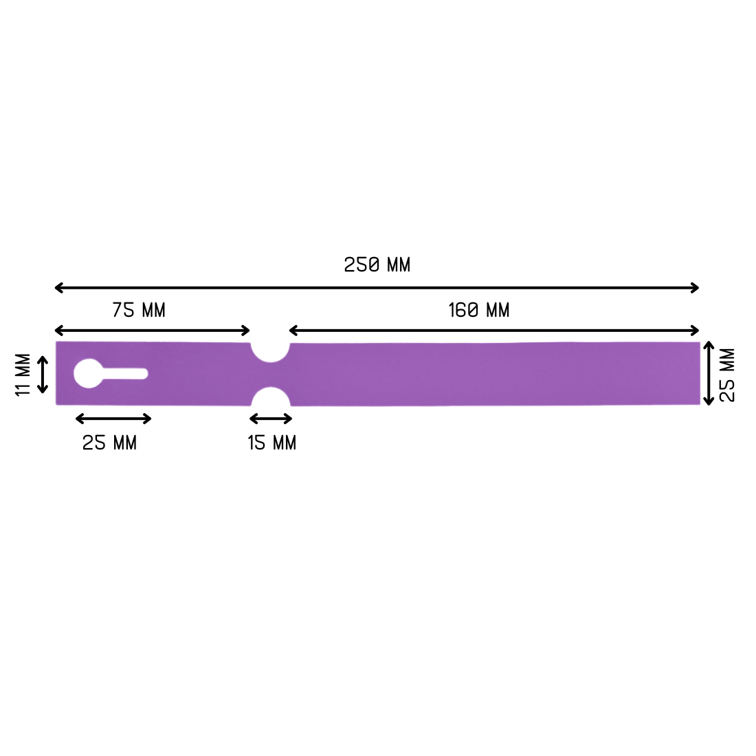 Loop lock labels 250x25mm HDPE, Purple