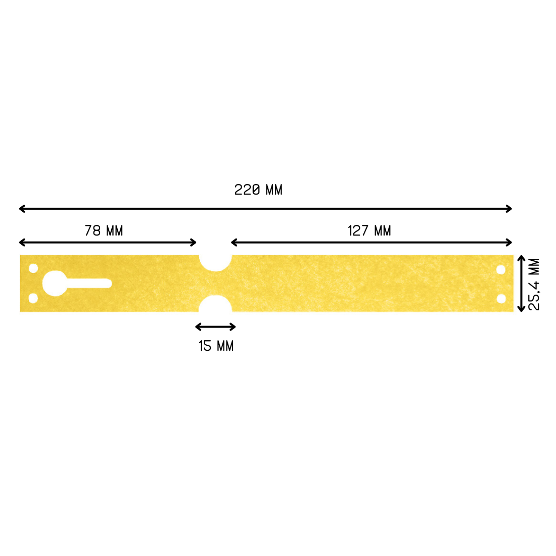 Loop lock labels 220x25,4mm Tyvek, Yellow