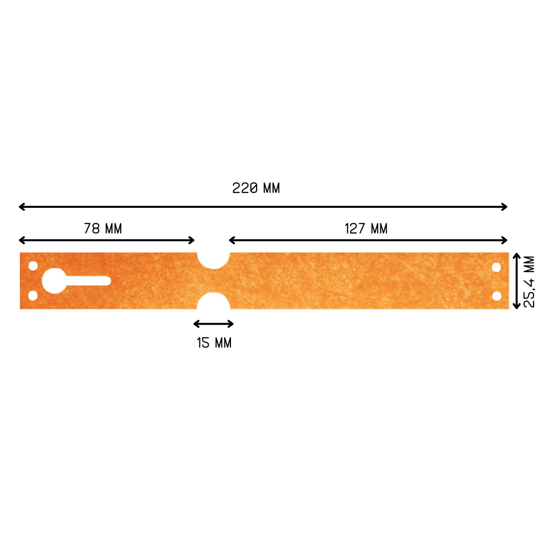 Étiquettes à boucle 220x25,4mm Tyvek, Orange