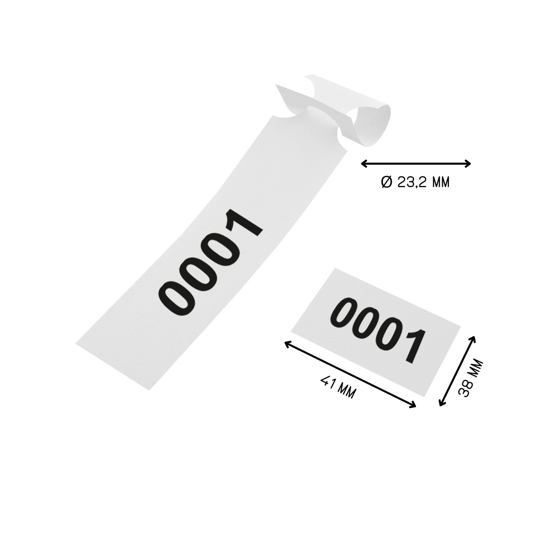 Étiquettes à boucle 250x38mm PET - Numéroté, Blanc