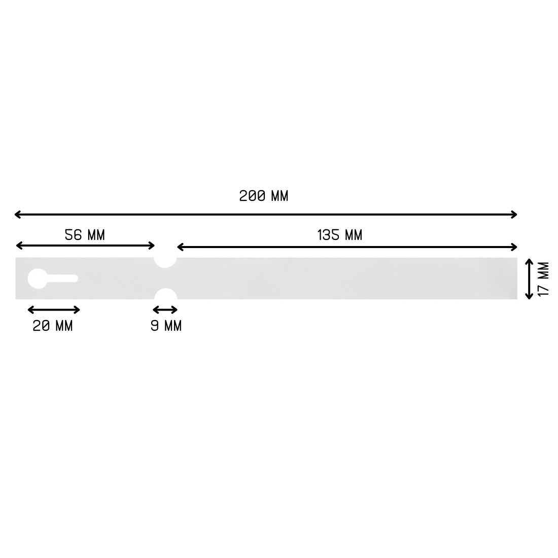 Loop lock labels 200x17mm HDPE, White