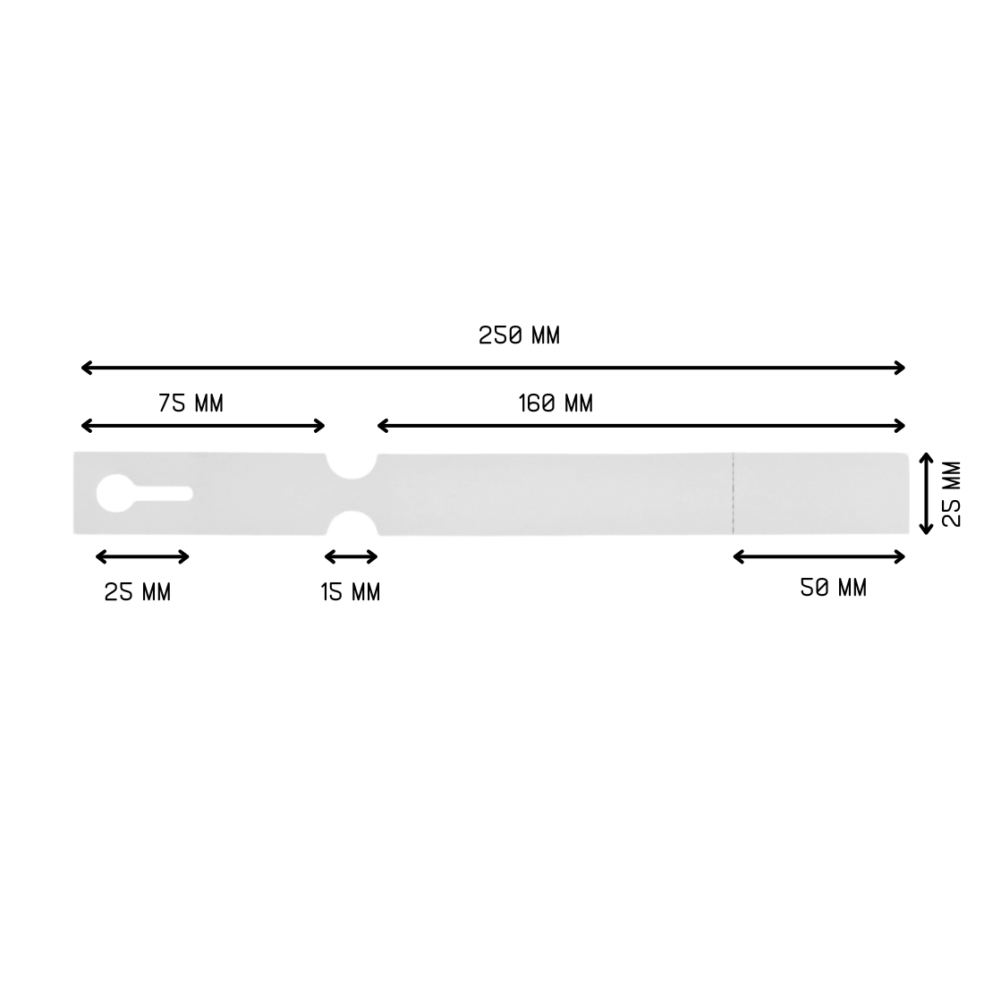Loop lock labels 250x25mm HDPE, White