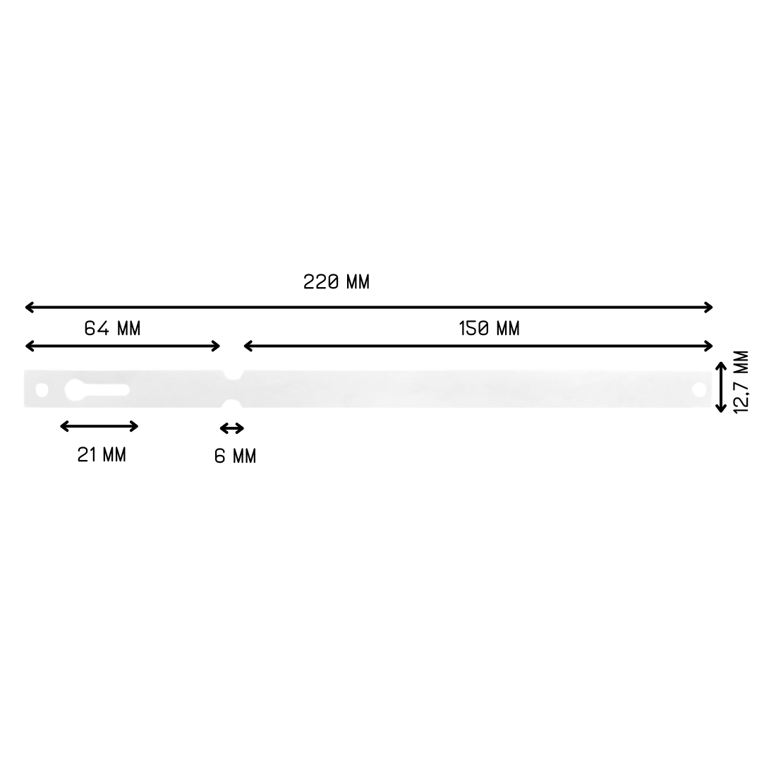 Sleufetiketten 220x12,7mm Tyvek, Wit