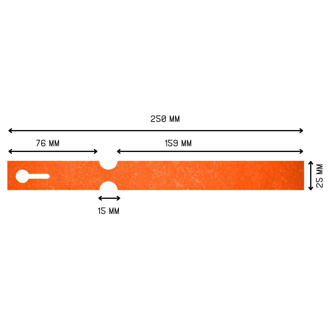 Étiquettes à boucle 250x25mm Tyvek, Orange