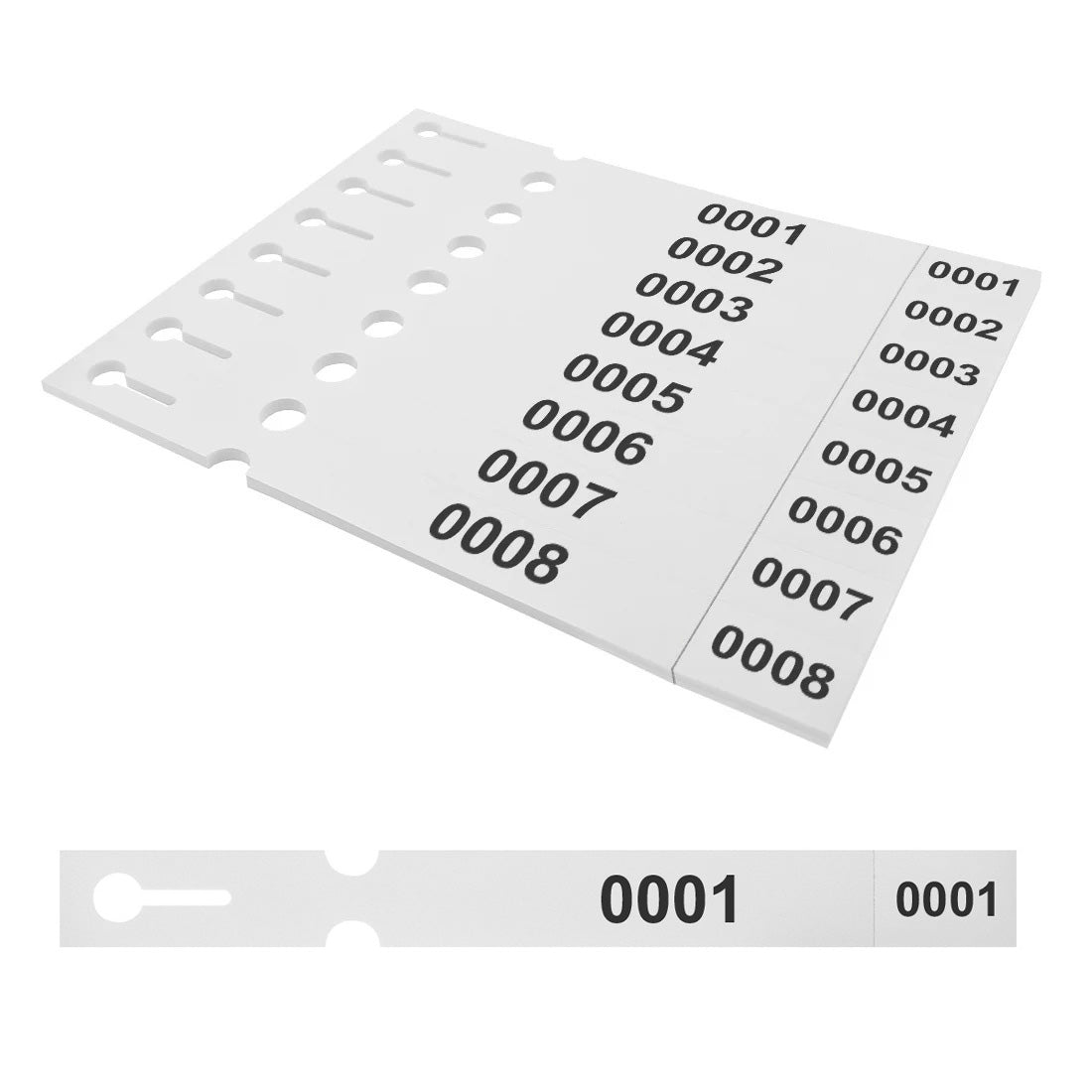 Étiquettes à boucle 250x25mm PET - Numéroté, Blanc