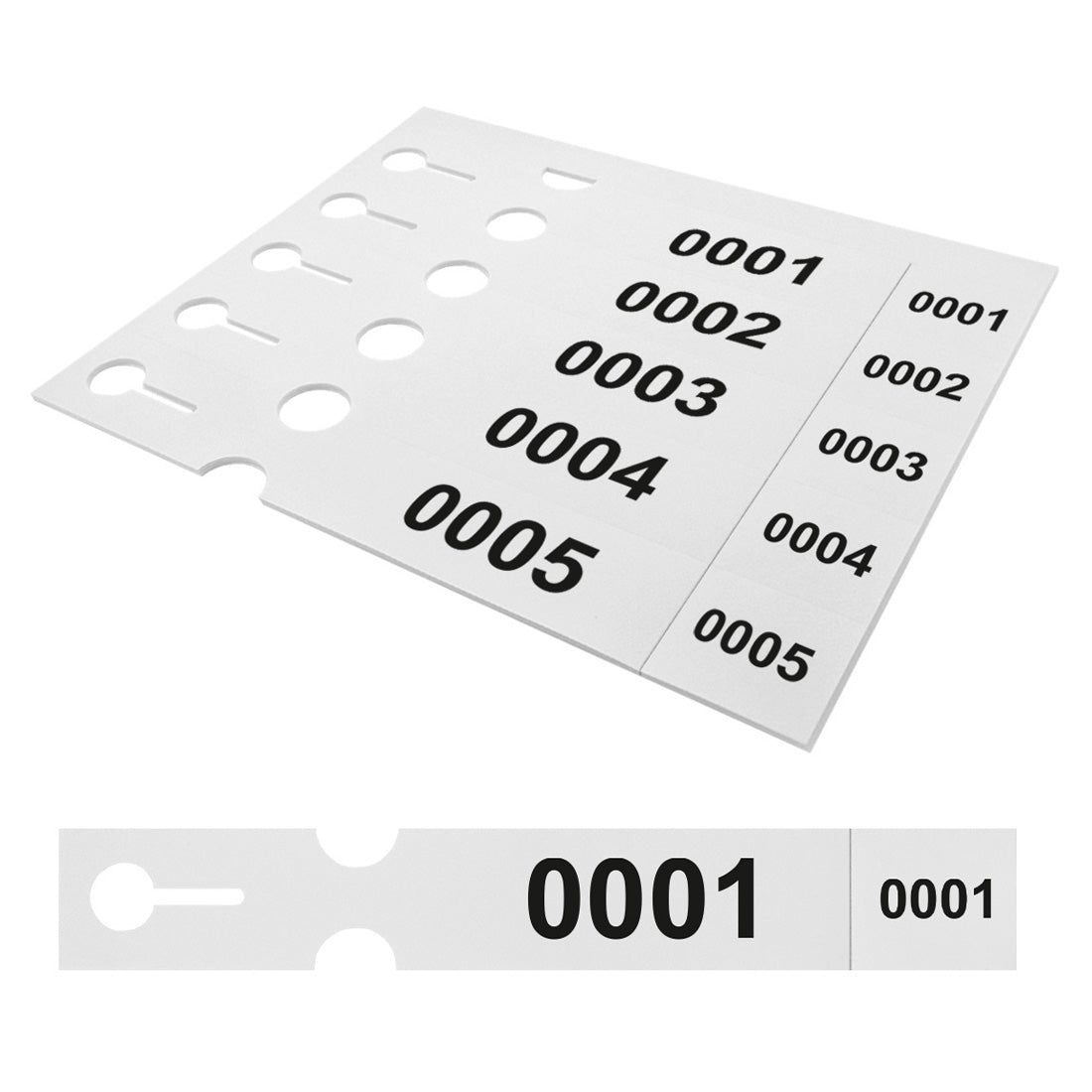 Étiquettes à boucle 250x38mm PET - Numéroté, Blanc