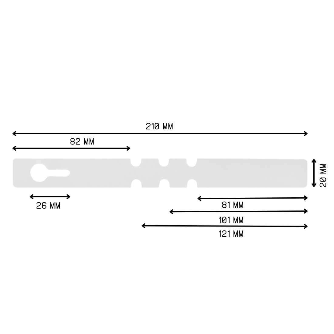 Loop lock labels 210x20mm PVC White