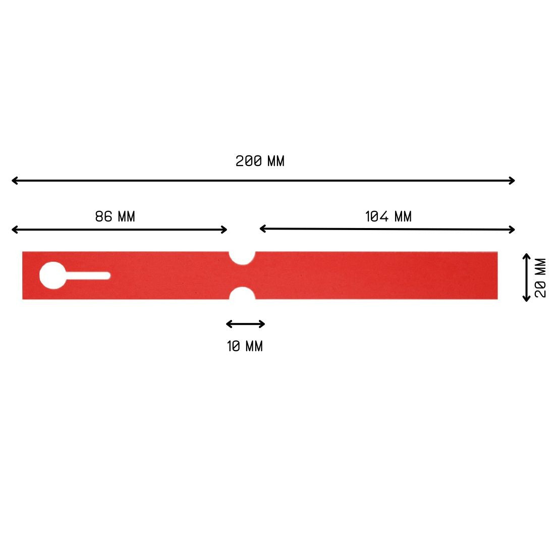 Étiquettes à boucle 200x20mm PVC, Rouge