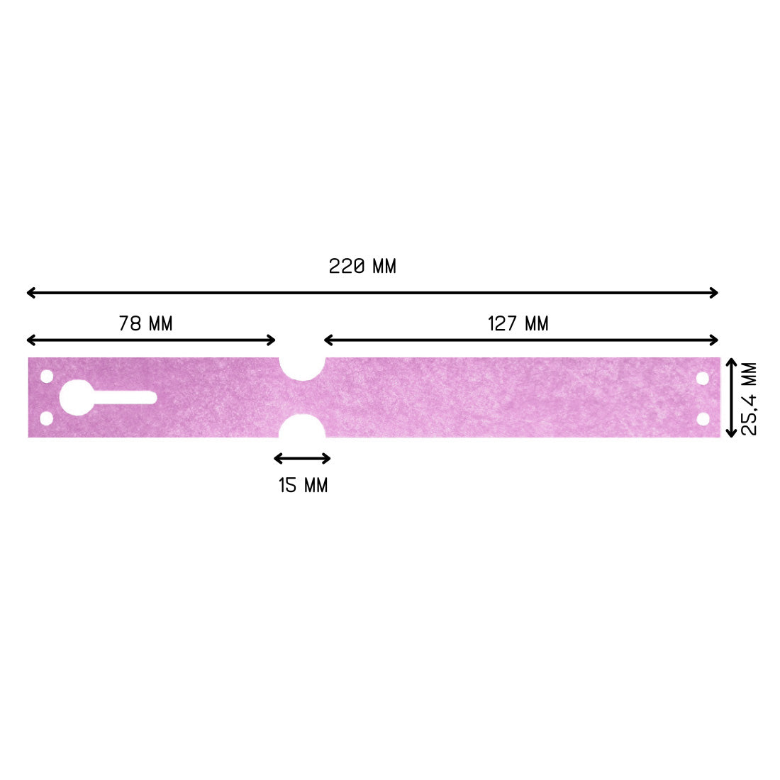 Sleufetiketten 220x25,4mm Tyvek, Paars
