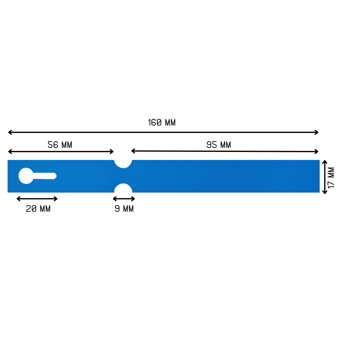 Sleufetiketten 160x17mm HDPE, Blauw