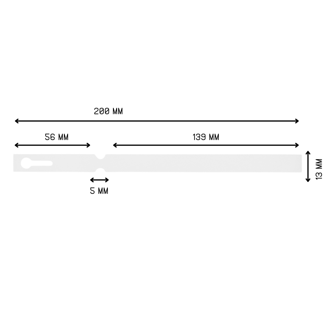 Schlaufenetiketten 200x13mm PVC, Weiß