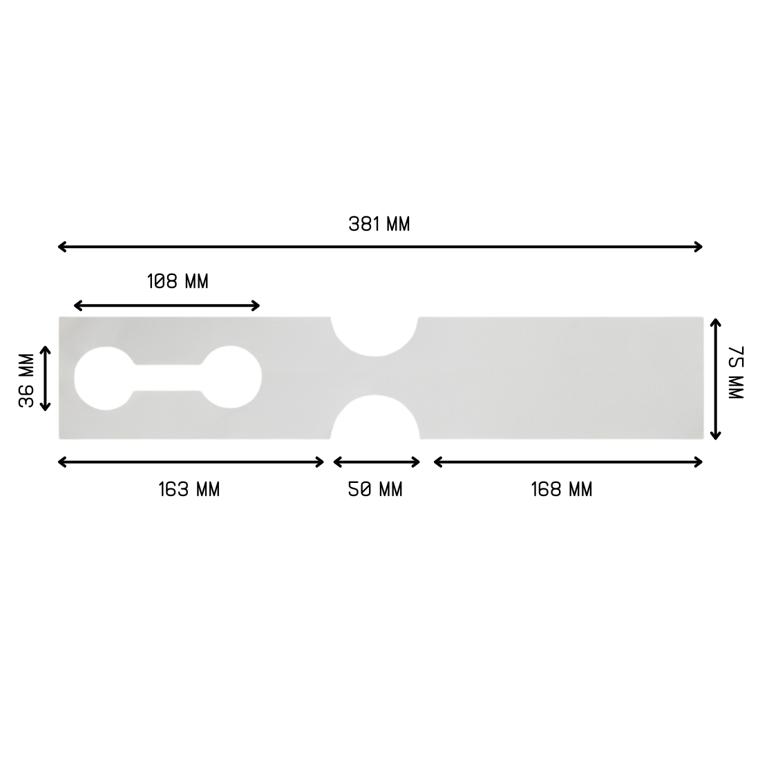 Sleufetiketten 381x75mm HDPE, Wit