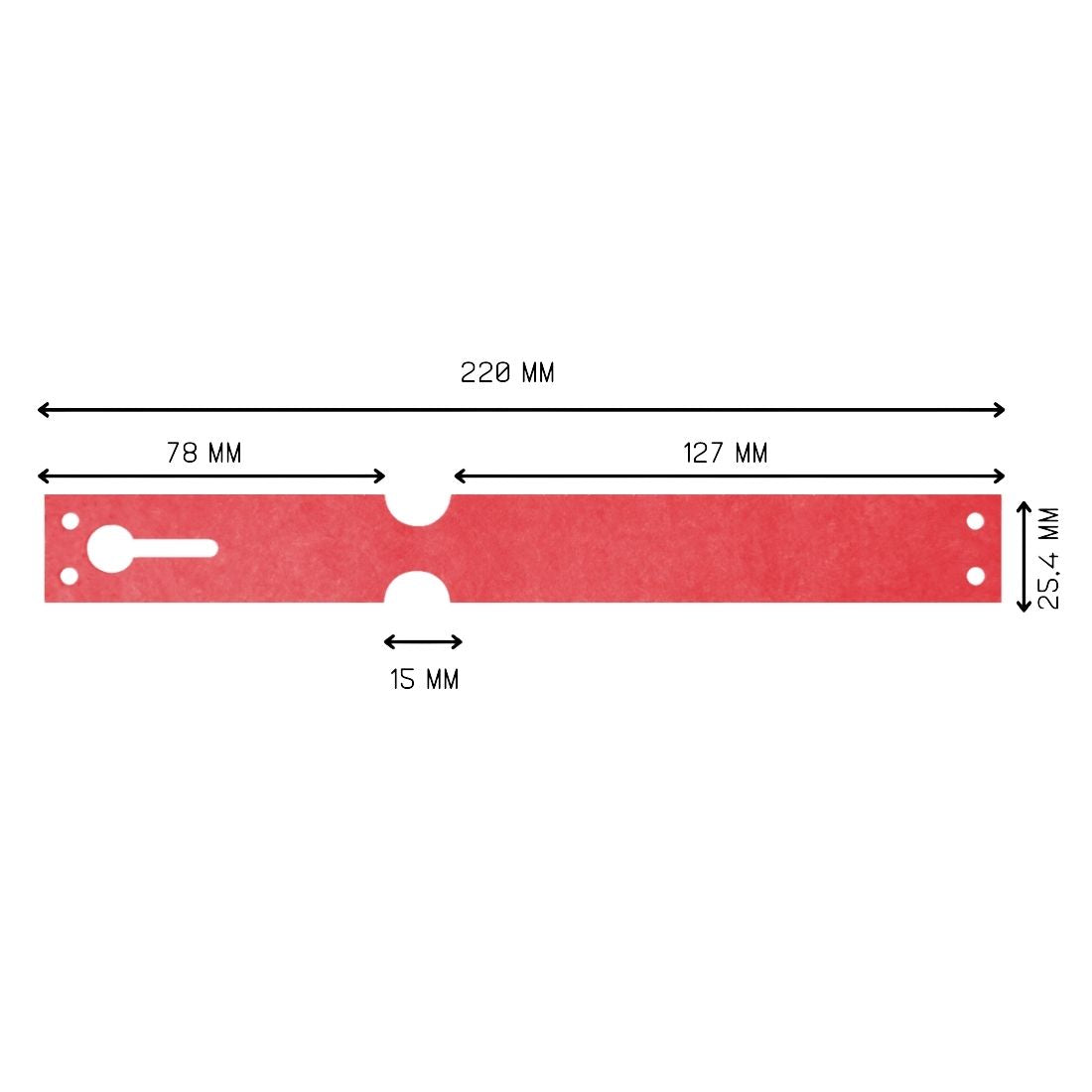 Schlaufenetiketten 220x25,4mm Tyvek, Rot