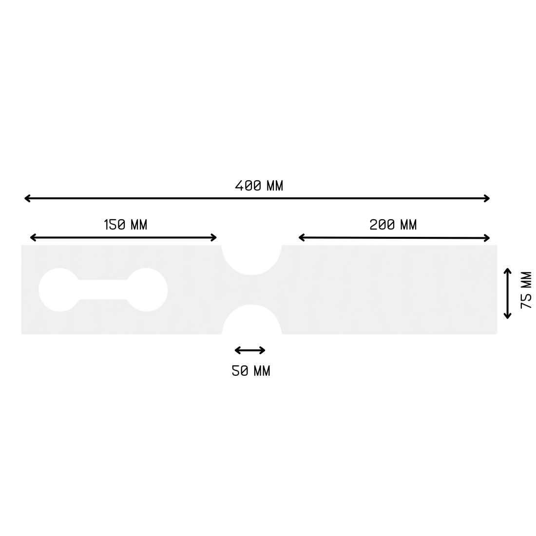 Sleufetiketten 400x75mm HDPE, Wit