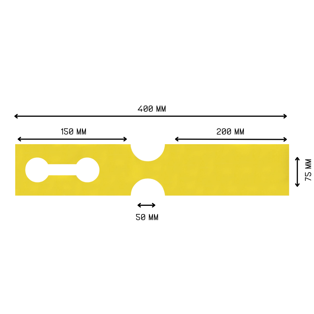 Sleufetiketten 400x75mm HDPE, Geel