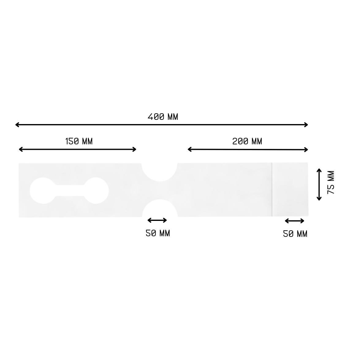 Sleufetiketten 400x75mm HDPE, Wit