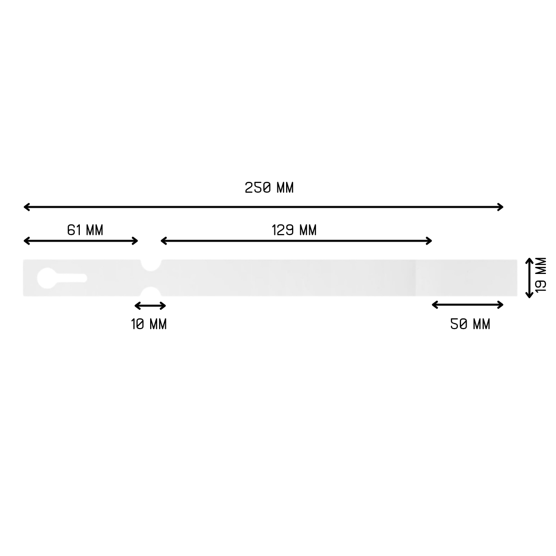 Loop lock labels 250x19,1mm PET, White