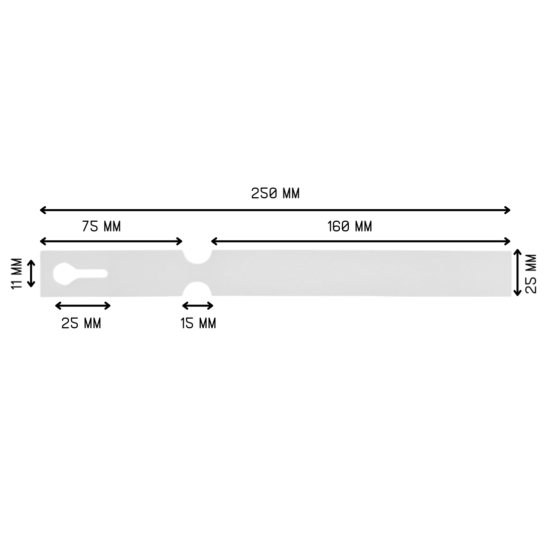 Loop lock labels 250x25mm HDPE 200 µ